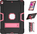 3 in 1 Hybrid Case for iPad Air 3 10.5" & iPad Pro 10.5" - Heavy Duty Rugged Stand, Shockproof, Anti-Slip & Scratch, Black/Red