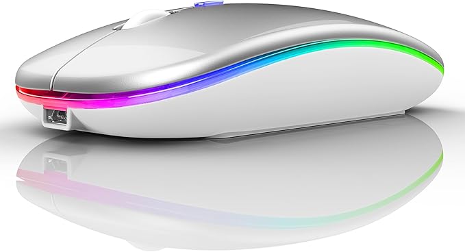 Bluetooth Wireless Mouse for Laptop mac MacBook ipad MacBook air MacBook pro pc Desktop Computer Windows Chromebook Notebook (Silver White)