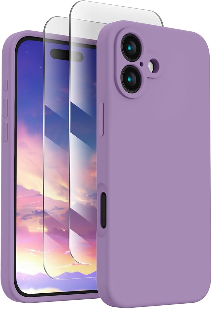 FireNova Designed for iPhone 16 Case, Silicone Upgraded [Camera Protection] Phone Case, Soft Anti-Scratch Microfiber Lining Inside, 6.1 inch, Light Purple