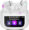 Wireless Earbuds, Bluetooth 5.4 Headphones with Multifunctional Touch Screen, 48H Bass Stereo Ear Buds with ANC/ENC Noise Cancelling/Transparency Mode, IPX7 Earphones with 5 EQ Modes, Milky White