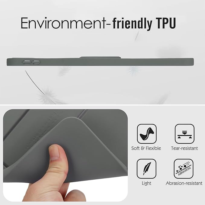 Shockproof Case for iPad 10th/11th Gen, TPU & Hard PC Back Cover with Kickstand Feature Screen & Camera Defense Cleaning Cloth + Stylus Included for iPad 11th 10th Gen, Gray