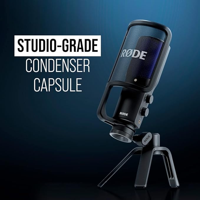 RØDE NT-USB+ Professional-Grade USB Condenser Microphone For Recording Studio Quality Audio Directly To A Computer Or Mobile Device, Black