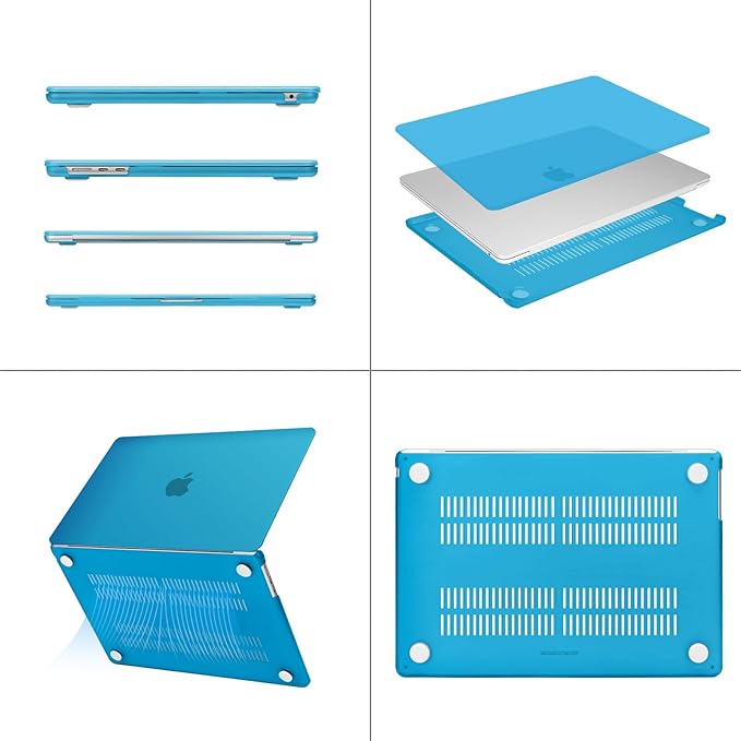 MOSISO Scratch-Resistant Case Compatible with MacBook Air 15 inch M5 2026 M4 2025 M3 M2 2024 2023 A3448 A3241 A3114 A2941, Protective Hard Shell&Keyboard Cover&ScreenFilm&Storage Bag, Aqua Blue