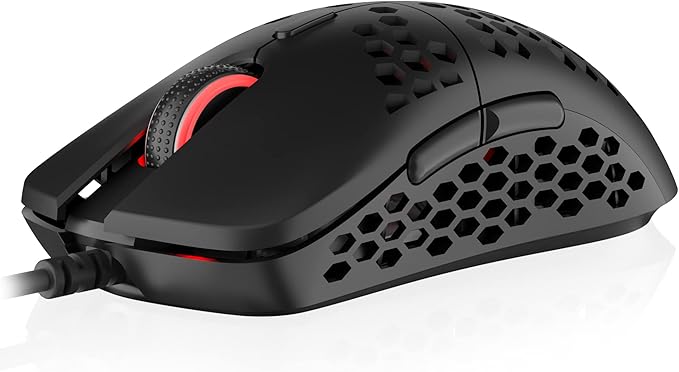 HK GAMING Mira M Ultra Lightweight Honeycomb Shell Wired RGB Gaming Mouse - Up to 12 000 cpi | 6 Buttons - 63g Only (Mira-M, Black)