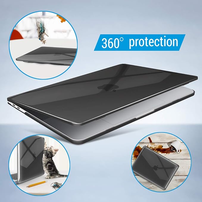 IBENZER Compatible with MacBook Pro 16 Inch Case A2141 Release 2020 2019, Hard Shell Case with Keyboard Cover & Type C Adapter for Old Version Mac Pro 16’’, Crystal Black, T16CYBK+1TC