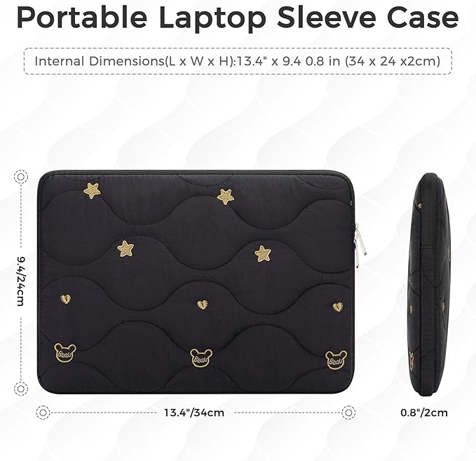 Laptop Sleeve Case 13 14 Inch Laptop Cover Protective Case Compatible with MacBook Air MacBook Pro 13 14 Inch Shockproof Padded Laptop Case, Black