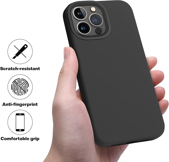 OTOFLY Compatible with iPhone 13 Pro Case, Liquid Silicone Slim Protective Shockproof Phone Case Cover with Anti-Scratch Microfiber Lining, 6.1 inch, Black