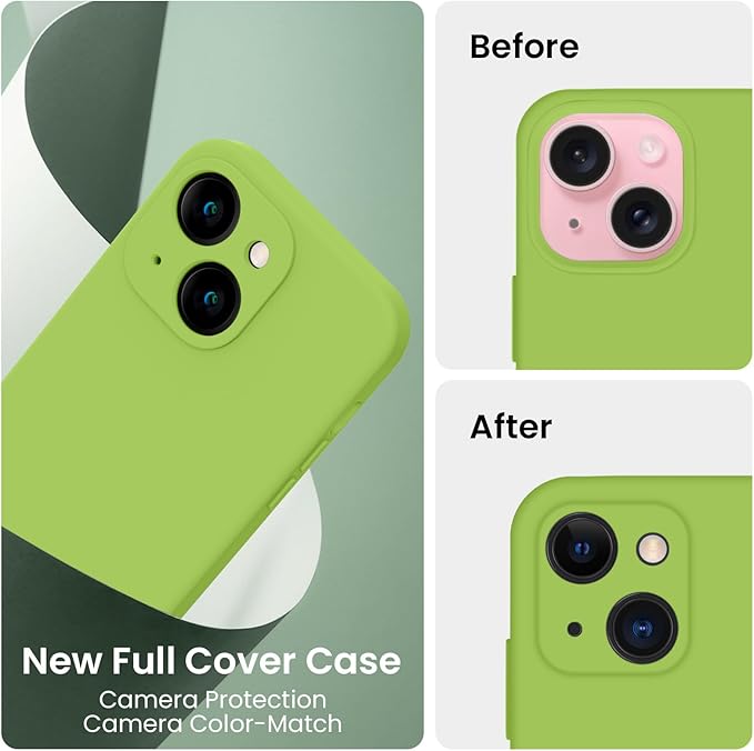 FireNova Designed for iPhone 15 Plus Case, Silicone [Camera Protection] Case, Soft Anti-Scratch Microfiber Lining Inside, 6.7 inch, Sprout Green