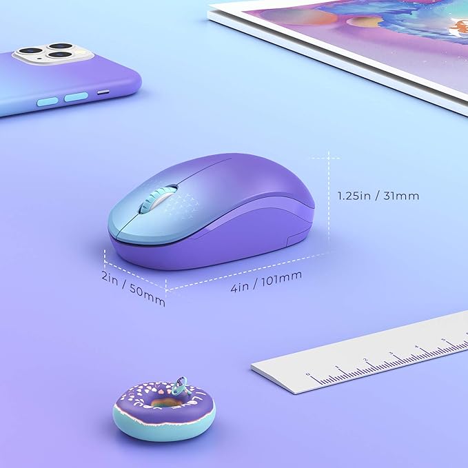 seenda Wireless Mouse, 2.4G Noiseless Mouse with USB Receiver Portable Computer Mice for PC, Tablet, Laptop, Notebook Chromebook - Gradient Purple