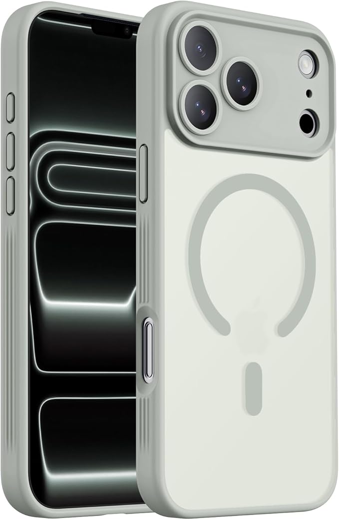 Symcele Designed for iPhone 17 Pro Case, Compatible with MagSafe, [Camera Protection] [15FT Military Drop Protection] Shockproof Translucent Matte Anti-Slip Phone Case, 6.3", Calke Green