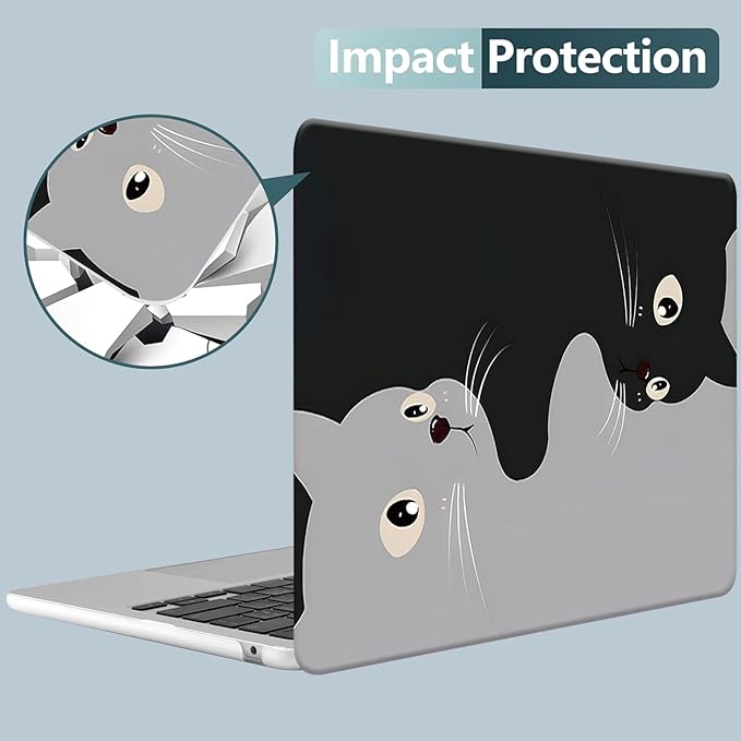 Compatible for MacBook Air 13 inch Case 2021 2020 2019 2018 M1 A2337 A2179 A1932, MacBook Air M1 Case, Cute Aesthetic Protective Plastic Hard Shell & Keyboard Cover, Two Cats