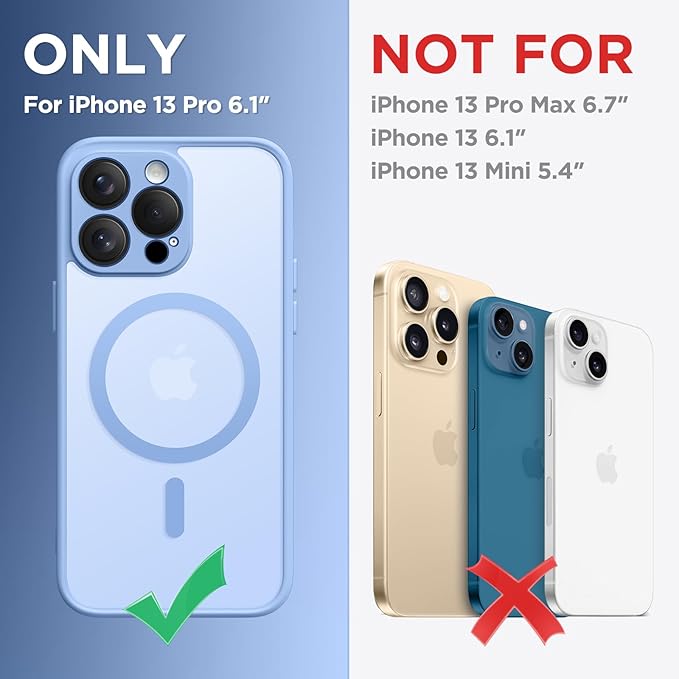 CAPRARO Magnetic for iPhone 13 Pro Case, [Compatible with MagSafe] [Full Camera Protection] Shockproof Protective Slim Translucent Matte Phone Case for iPhone 13 Pro 6.1'', Snow Purple