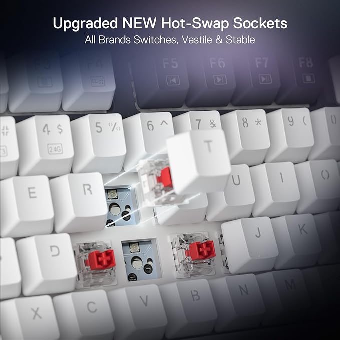 Redragon K673 PRO 75% Wireless Gasket RGB Gaming Keyboard, 3-Modes 81 Keys Compact Mechanical Keyboard Hot-Swap Socket, Dedicated Knob Control and 5-Layer Noise Dampening, Linear Red Switch