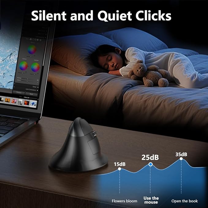 DELUX Wireless Ergonomic Mouse, Vertical Mouse for Small Hands, Silent Click Ergo Mouse, Up to 4000 DPI, 6 Buttons, Rechargeable, 2.4G/BT 5.2 Dual-Mode, Compatible with Laptop/PC (M618MINI-Iron Gray)