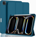 ZryXal iPad Pro 11 Inch Case (M5) 2025/ (M4) 2024 (Model: A2836/A2837/A3006), Trifold Stand Smart Cover with Pencil Holder and Soft TPU Back, Auto Wake/Sleep (Teal)