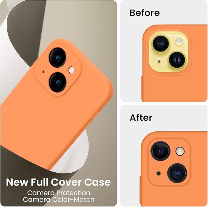 FireNova Designed for iPhone 14 Case, Silicone Upgraded [Camera Protection] Phone Case, Soft Anti-Scratch Microfiber Lining Inside, 6.1 inch, Kumquat