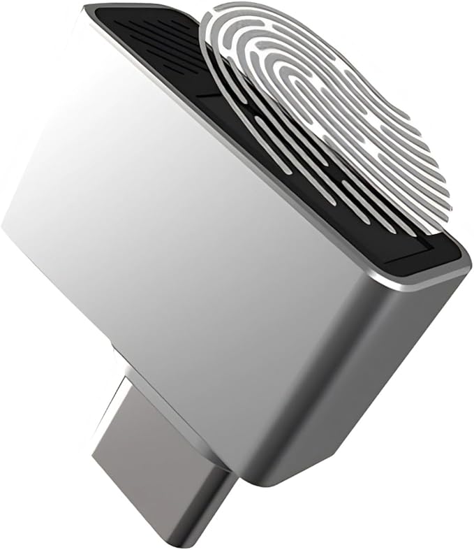 USB C Fingerprint Reader, 360° Detection Mini Fingerprint Scanner 0.5s Touch Speedy Matching Portable Biometric Scanner USB Security Key for Password and File Encryption