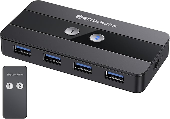 Cable Matters Dual 4K 60Hz USB C KVM Switch for 2 Computers 2 Monitors (Not Work with Desktop PCs or Chromebooks) with RF Remote Control, HDMI, DisplayPort & 4X USB 3.0 Compatible with Thunderbolt 4