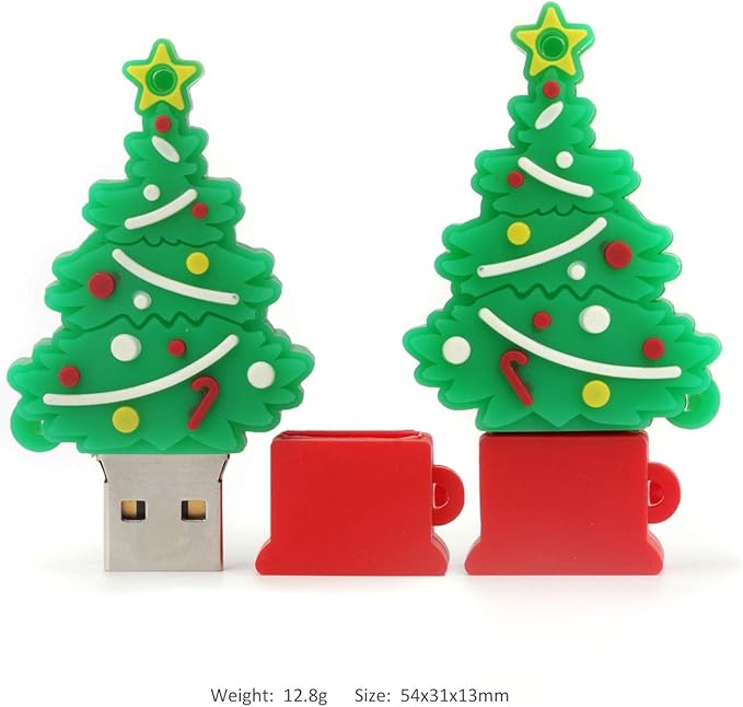 Christmas Tree Flash Drive 16GB, Gift USB Stick with Chain for Family,Kids,Friends,Students,Teacher Merry Christmas