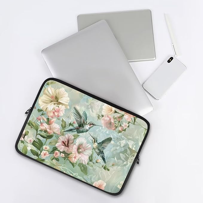 Hummingbird Flower Computer Sleeve for Women Laptop Sleeve 15 inch Neoprene Lap Top Case with Padded Compartment Computer Carrying Case Laptop Sleeve Bag, 240703BZ1403013