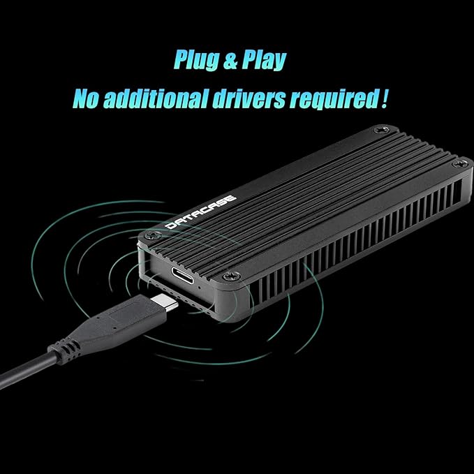 Aluminum M.2 NVME SATA SSD Enclosure Adapter with Bag, USB 3.2 Gen 2 (10 Gbps) M-Key/(B+M) Key Solid-State-Drive External Enclosure, Support UASP Trim for SSDs 2230/2242/2260/2280