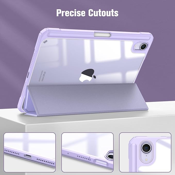 Fintie Hybrid Slim Case for iPad Mini 7 (A17 Pro, 7th Generation) 2024 / iPad Mini 6 (6th Gen) 8.3 Inch, [Built-in Pencil Holder] Shockproof Cover Clear Transparent Back Shell, Fantasy Ombre