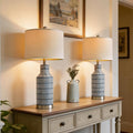 USumkky 25" Modern Ceramic Lamps Single Table Lamp for Living Room Bedroom Farmhouse Nightstand Bedside Lamps