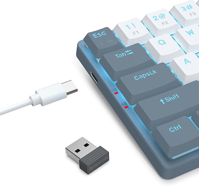 Redragon BS8773 Wireless Keyboard and Mouse Combo, 78 Keys 2.4Ghz Wireless Low-Profile Mechanical Red Switch Keyboard w/Slim Compact Design & Single Blue Backlit, Comfort Grip 2400 DPI Max Mouse