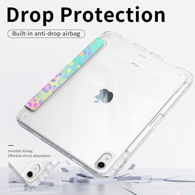 Origami Case for iPad (A16) 11th Generation 11 Inch 2025, iPad 10th Generation Case 10.9 2022 Cover with Pencil Holder, Clear Back Cover Multi-Angle Trifold Stand, Composition Book