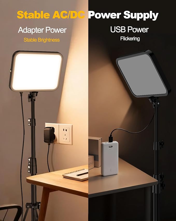 UBeesize 2-Pack LED Video Light Kit, 3000-6500K Dimmable Photography Studio Lights with Tripod Stand & Phone Holder, Video Recording & Streaming Lighting for Makeup, Gaming, YouTube