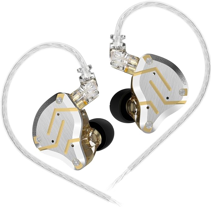 KZ ZS10 Pro IEM Headphone,KZ in Ear Monitor Earbuds Headphone, 4BA 1DD Wired Earphone Multi Driver in Ear Earphone IEM,Wired Gaming Earphone,on Stage Monitor for Singer Guitarist (Gold, No Mic)