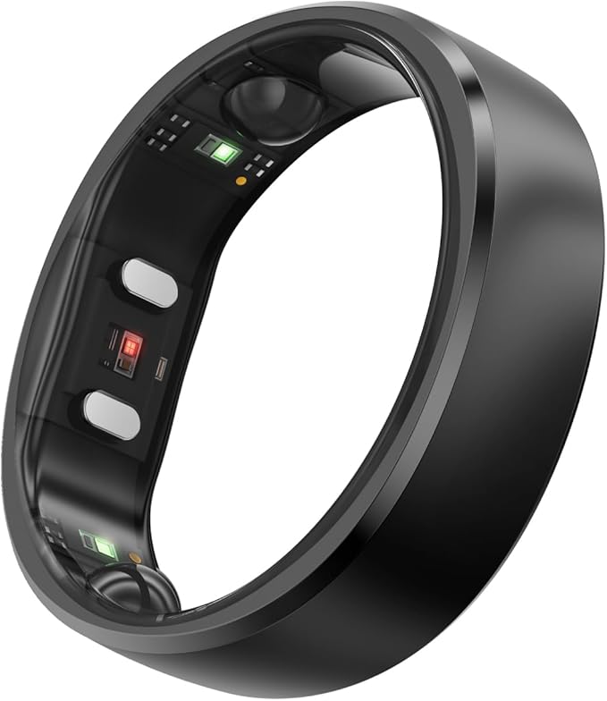 RingConn Gen 2, World’s First Smart Ring with Sleep Apnea Monitoring, No APP Subscription, 12-Day Battery Life, Stress/Heart Rate/Women's Health Tracker, Android & iOS Compatible (Black, Size 7)