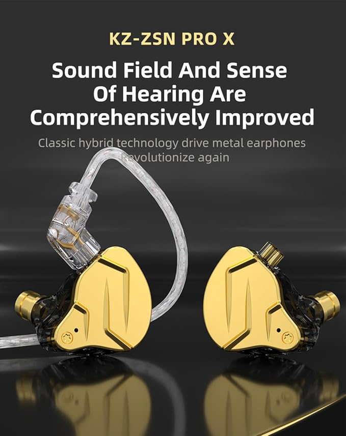 KZ ZSN PRO X Gaming Earbuds in Ear Monitor Headphones, High Fidelity IEMS Earphones, Hybrid Dual Driver Wired Earbuds with 1BA 1DD Detachable Tangle-Free Cable for Computer Tablet (Black, with Mic)