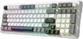 Redragon K742 Wireless Mechanical Gaming Keyboard with Knob, Bluetooth 5.0/2.4GHz/USB C Wired Creamy Keyboard with Number Pad for PC Computer, RGB Backlits, Hot-Swappable with Linear Switches (White)
