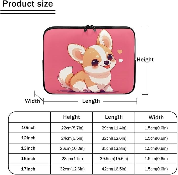 Cute Corgi Laptop Sleeve for Women Girls 13 Inch Laptop Accessories with Versatile Uses Lap Top Case Portable Computer Sleeve Laptop Pouch Ideal Gifts for Holidays Pink