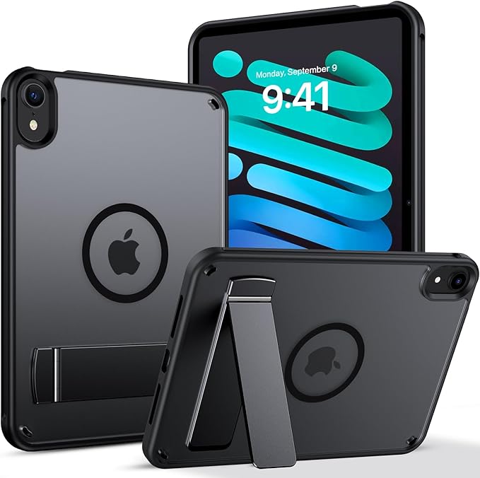 GUAGUA for iPad mini 7 Case 2024 (A17 Pro), Magnetic Mini 7th/6th Generation Case with Stand(2024/2021) with Pencil Holder Slim Protective Kickstand Tablet Case for iPad mini 7th/6th 8.3'', Black