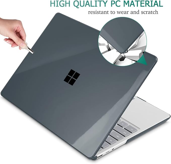 Case for 13.5" Microsoft Surface Laptop 5/4/3 with Metal Palm Rest ONLY 2019-2022 Release Models:1868/1951, Plastic Hard Shell Case with Keyboard Cover & Screen Protector, Crystal Black