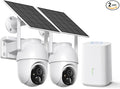 SEHMUA Solar Security Cameras Wireless Outdoor with Built-in Local Storage, No Subscription Required, Color Night Vision, 360° PTZ, 4MP Live View, Instant Alerts, Works 2.4G & 5G WiFi for Home System