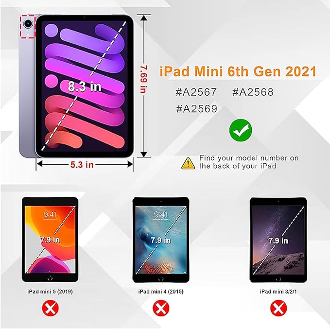 Kids Case for iPad mini 7 (A17 Pro) 2024 /iPad Mini6 2021, Light Weight Heavy Duty/Shockproof/Drop Proof with Handle/Kickstand, Child Friendly Cover for iPad mini 7th/6th Gen 8.3inch (red)