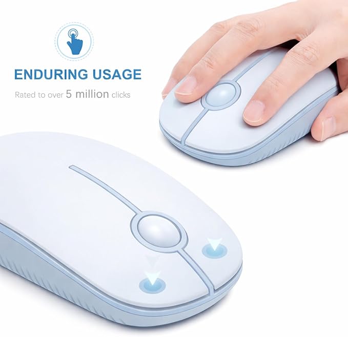 VssoPlor Wireless Mouse, 2.4G Slim Portable Computer Laptop Mouse with Nano Receiver Quiet Silent Optical Mice for Notebook, PC, Laptop, Computer-Light Blue