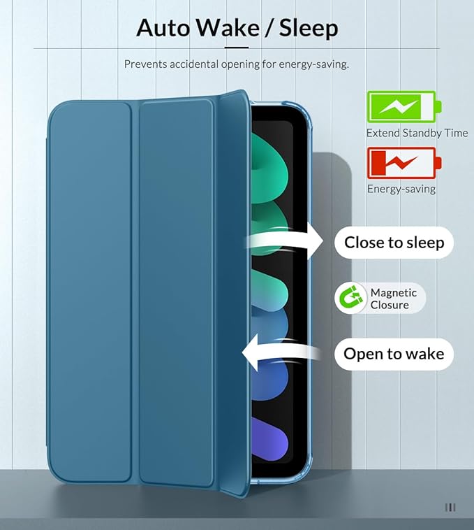 MoKo Case Fit New iPad mini 7 (A17 Pro) 2024, iPad mini 6th Generation Case 2021 (8.3-inch), iPad mini 6 Case, Soft TPU Translucent Frosted Back Cover Case for iPad mini 7th, KBW Peacock Blue