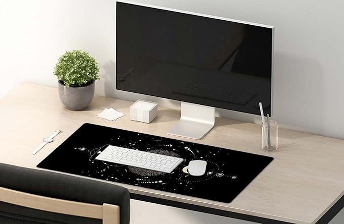 SSOIU Moon Phases Large Mouse Pad, Full Desk XXL Extended Gaming Mouse Pad 35.5" X 15.7", Waterproof Desk Mat Stitched Edges, Non-Slip Laptop Computer Keyboard Mousepad for Office and Home