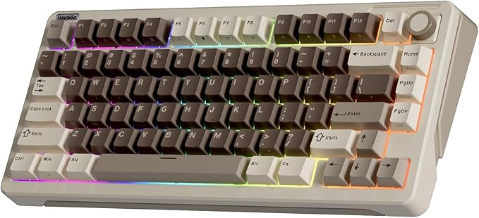 iLovBee B75 Wireless Mechanical Keyboard, 75% Percent Gaming Keyboard w/Bluetooth/2.4GHz/USB Wired, Creamy Hot Swappable Keyboards with Knob, Gasket Mounted PBT keycaps, Pre-Lubed Linear Switches
