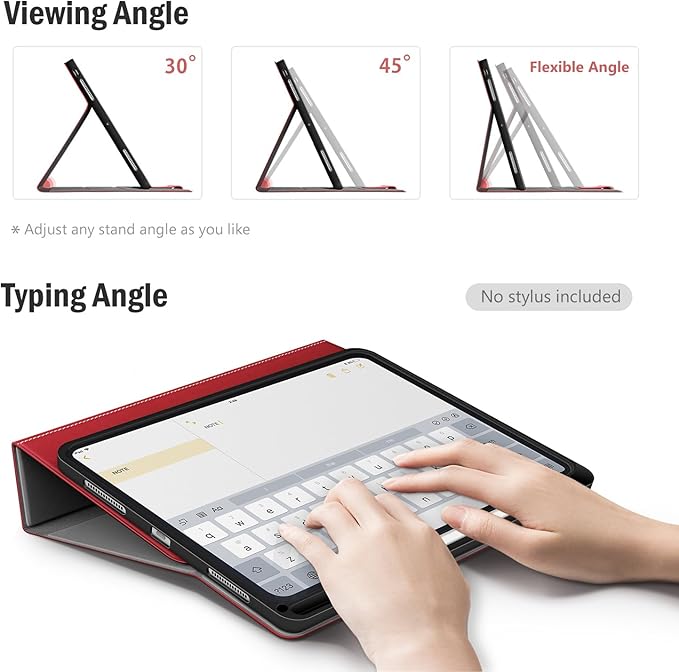 Antbox for iPad Pro 13 Inch Case M5 2025/M4 2024, Built-in Pencil Holder, Supports Pencil Pro/(USB-C), Auto Sleep/Wake, PU Leather (Red)