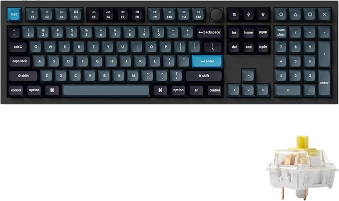 Keychron Q6 Pro Full Aluminum QMK/VIA Custom Wireless Bluetooth/USB-C Mechanical Keyboard, Full Size 108-Key Programmable Knob RGB Backlit Hot-Swappable Banana Switch for Mac Windows Linux-Black