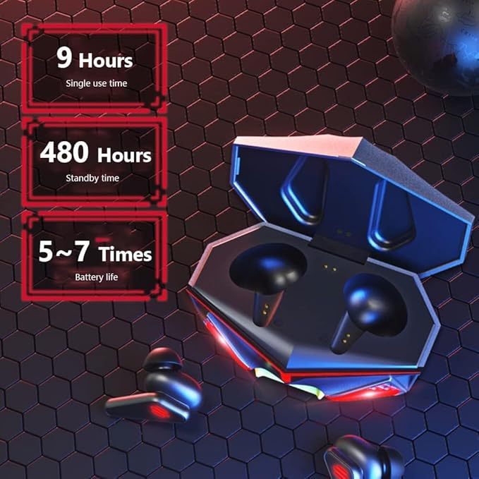 Wireless Gaming Earbud, K98 Wireless Gaming Headphone with Charging Case and Built-in Mic, Bluetooth 5.1 Dual Game Music Mode Earbuds Wireless Headphones with 30 Hours Playtime, RGB