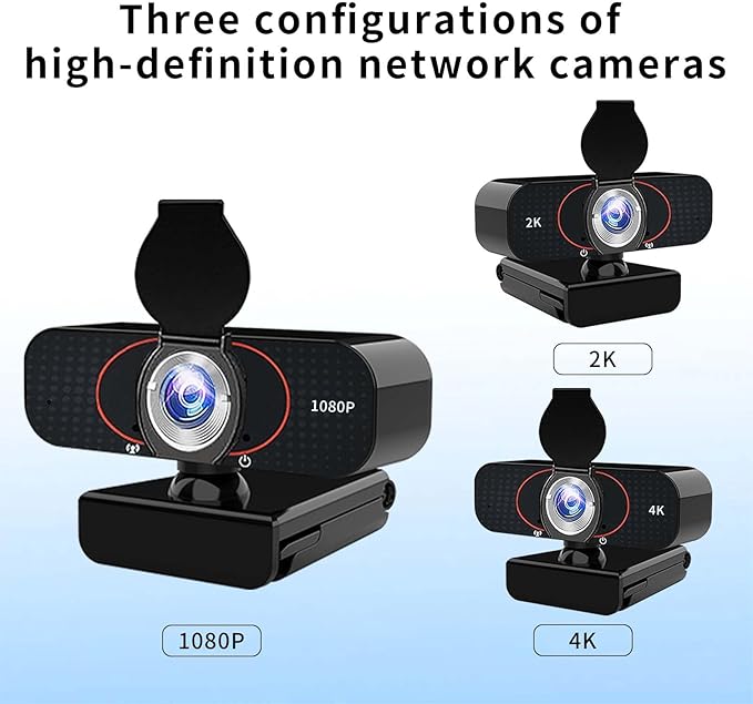 Webcam for pc, Camera for Computer/Laptop/Light Correction/Microphone, Web cam for Streaming/Gaming/Online Classes/Conferences/Video Callings,Updated HD 4K Webcam