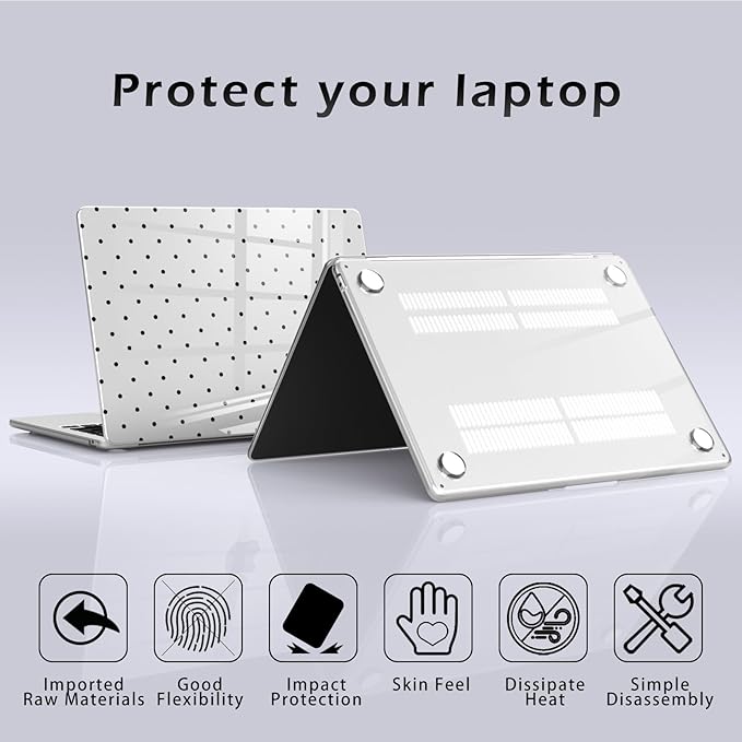 Compatible with MacBook Pro 16 inch Case M5 M4 M3 M2 M1 Pro/Max 2026-2021 A3429 A3428 A3403 A3186 A2991 A2780 A2485, Cute Black Polka Dot Protective Hard Shell Clear Cover