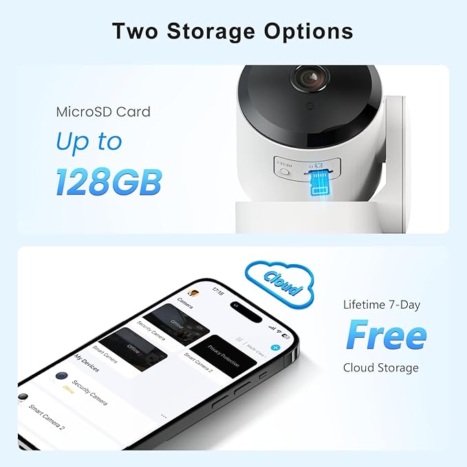AMOROM Indoor Camera for Home Security 360°, 1080p Pet Cameras with Pan&Tilt, Night Vision, Motion Detection, 2-Way Audio, Compatible with Alexa/Google Assistant, 2.4GHz WiFi, 2 Pack