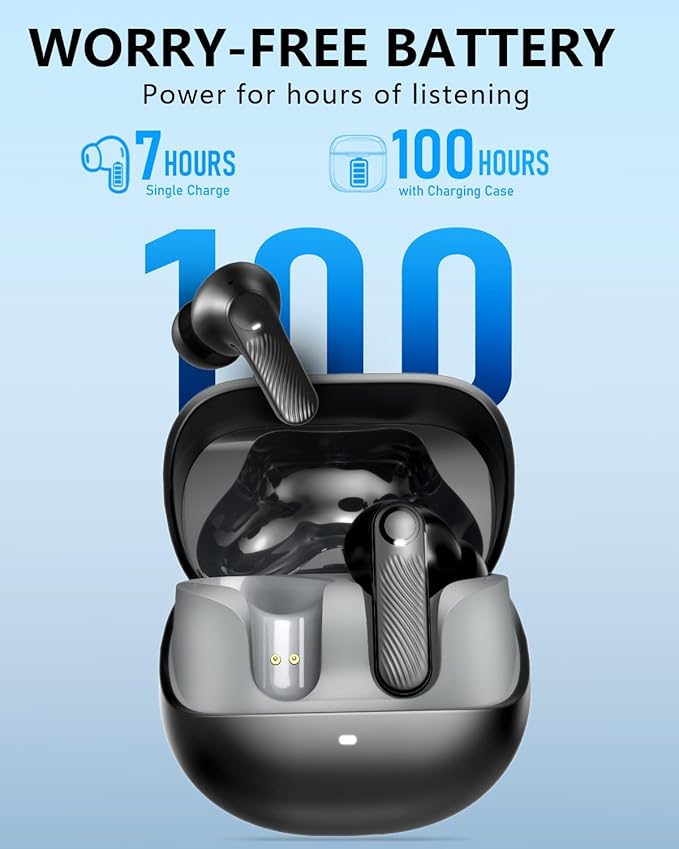 Wireless Earbuds with Active Noise Cancelling,140-Hour Long Battery Life Bluetooth 5.4 Ear Buds,Multi-Device Pairing,Enhanced Clear Call,Deep Bass Stereo In Ear Headphone